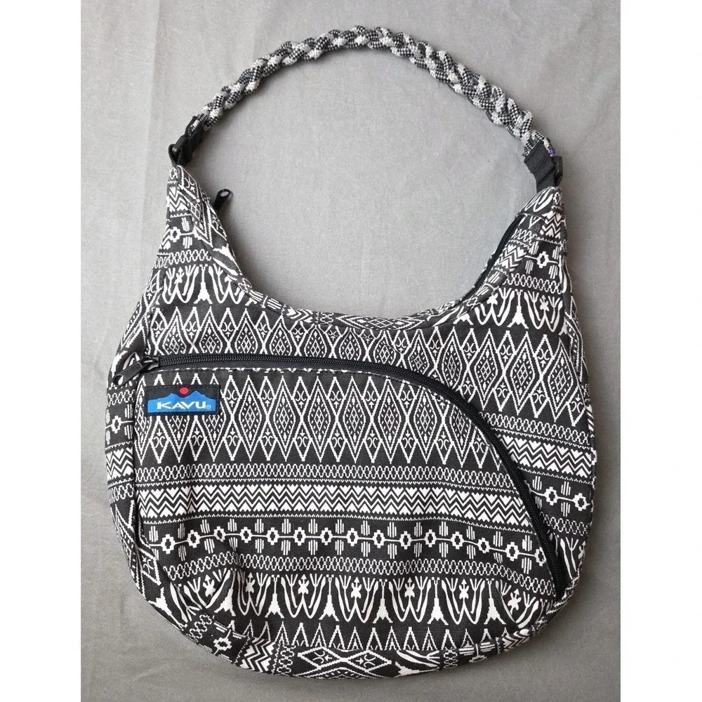 Women's Kavu Boom‎ Bag Black Geometric Braided Handle